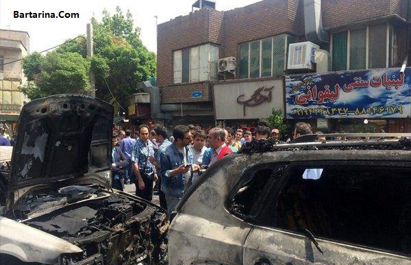 فیلم آتش سوزی ماشین امین زندگانی در خیابان شریعتی تهران